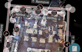 Ramen en Trim aangeven op Matterport scan met theta V en de iphone op beeldscherm
